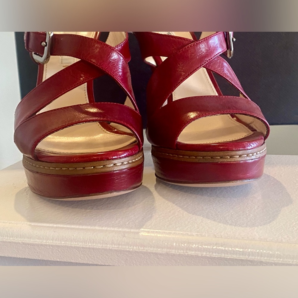 Prada Platform Red Sandals Slingback Heels - Picture 4 of 14